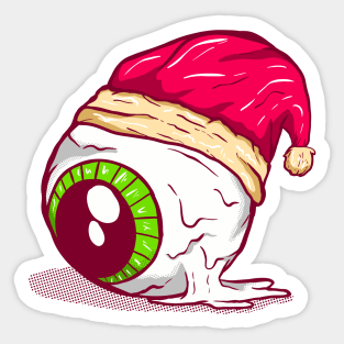 Spooky Eye Ball with santa hat Sticker